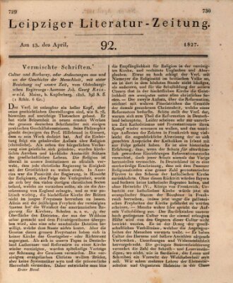 Leipziger Literaturzeitung Freitag 13. April 1827