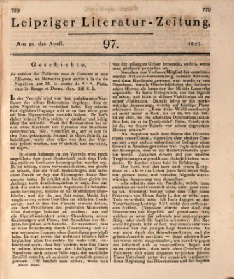 Leipziger Literaturzeitung Mittwoch 18. April 1827