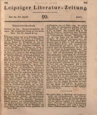 Leipziger Literaturzeitung Freitag 20. April 1827