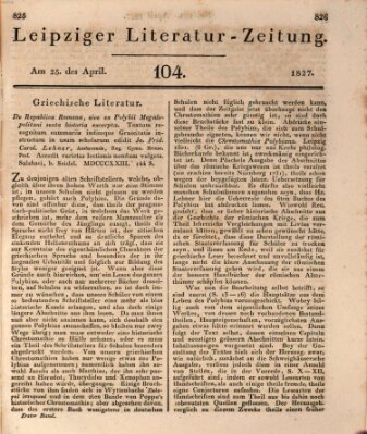 Leipziger Literaturzeitung Mittwoch 25. April 1827