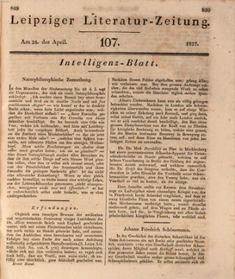 Leipziger Literaturzeitung Samstag 28. April 1827