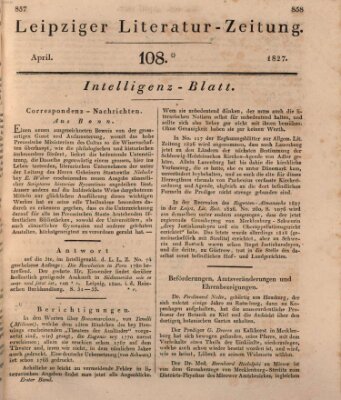 Leipziger Literaturzeitung Samstag 28. April 1827