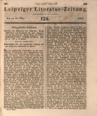 Leipziger Literaturzeitung Montag 14. Mai 1827