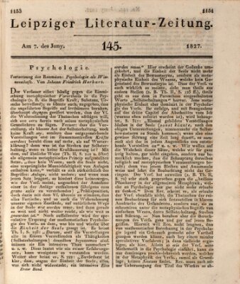 Leipziger Literaturzeitung Donnerstag 7. Juni 1827