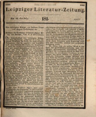 Leipziger Literaturzeitung Mittwoch 18. Juli 1827