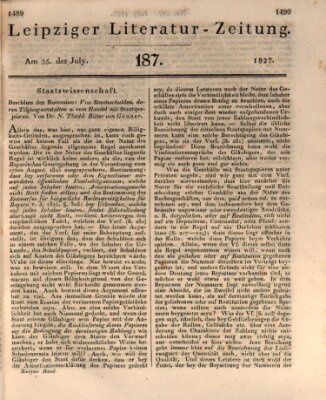 Leipziger Literaturzeitung Mittwoch 25. Juli 1827