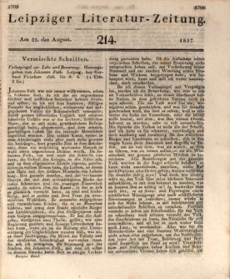 Leipziger Literaturzeitung Mittwoch 22. August 1827