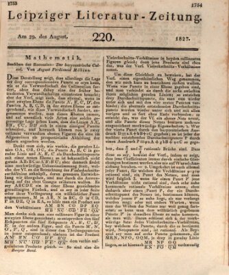 Leipziger Literaturzeitung Mittwoch 29. August 1827