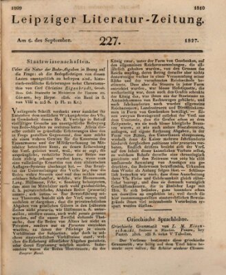 Leipziger Literaturzeitung Donnerstag 6. September 1827