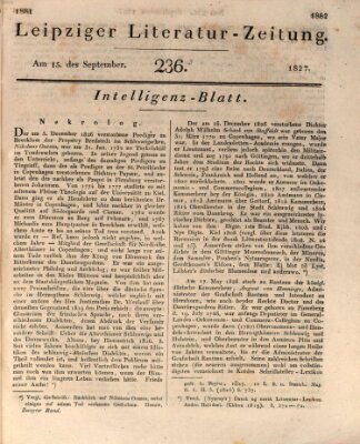 Leipziger Literaturzeitung Samstag 15. September 1827