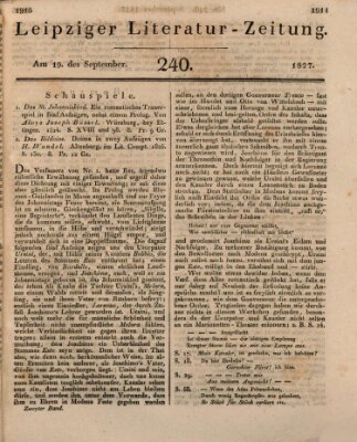 Leipziger Literaturzeitung Mittwoch 19. September 1827