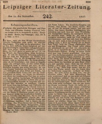 Leipziger Literaturzeitung Freitag 21. September 1827