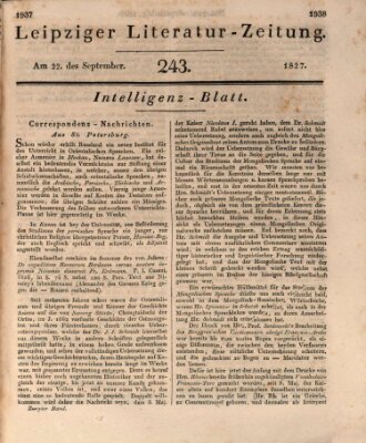 Leipziger Literaturzeitung Samstag 22. September 1827