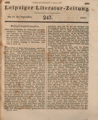 Leipziger Literaturzeitung Donnerstag 27. September 1827