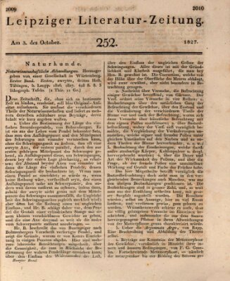 Leipziger Literaturzeitung Mittwoch 3. Oktober 1827