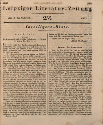 Leipziger Literaturzeitung Samstag 6. Oktober 1827