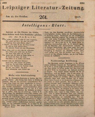 Leipziger Literaturzeitung Samstag 13. Oktober 1827