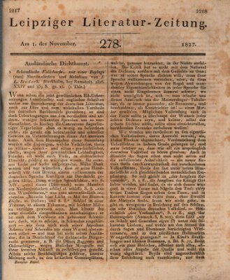 Leipziger Literaturzeitung Donnerstag 1. November 1827