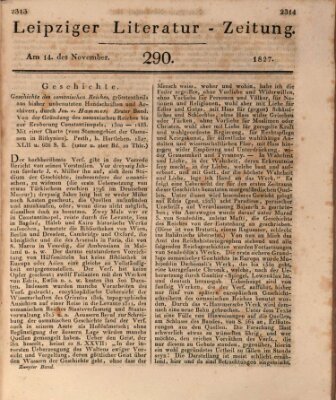 Leipziger Literaturzeitung Mittwoch 14. November 1827