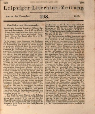 Leipziger Literaturzeitung Freitag 23. November 1827