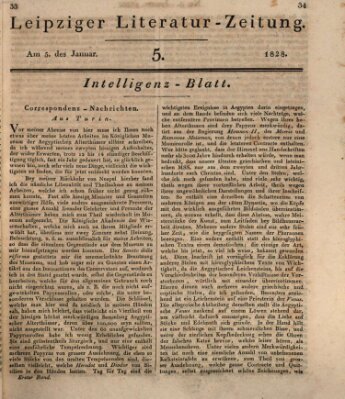 Leipziger Literaturzeitung Samstag 5. Januar 1828