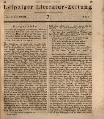 Leipziger Literaturzeitung Montag 7. Januar 1828