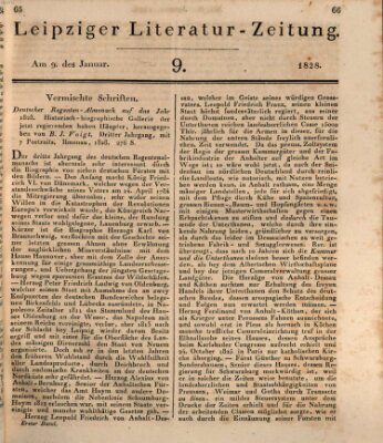 Leipziger Literaturzeitung Mittwoch 9. Januar 1828