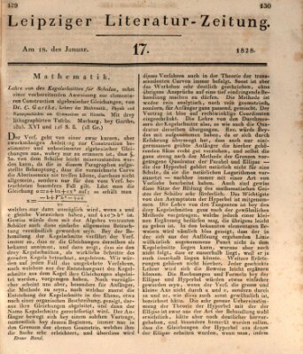 Leipziger Literaturzeitung Freitag 18. Januar 1828