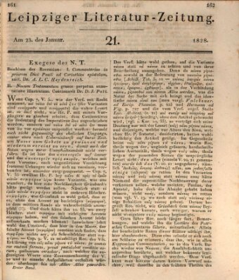 Leipziger Literaturzeitung Mittwoch 23. Januar 1828