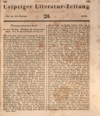 Leipziger Literaturzeitung Donnerstag 31. Januar 1828