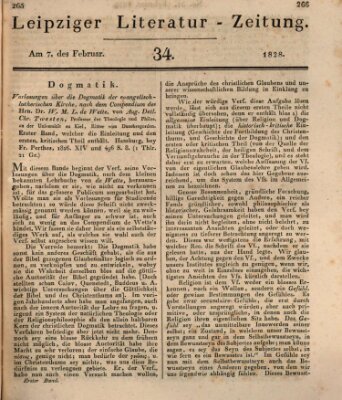 Leipziger Literaturzeitung Donnerstag 7. Februar 1828