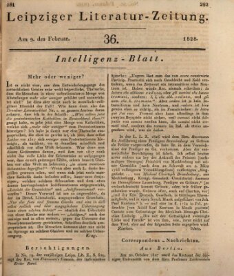 Leipziger Literaturzeitung Samstag 9. Februar 1828