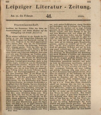 Leipziger Literaturzeitung Freitag 15. Februar 1828