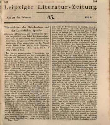 Leipziger Literaturzeitung Mittwoch 20. Februar 1828