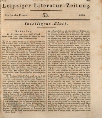 Leipziger Literaturzeitung Freitag 29. Februar 1828