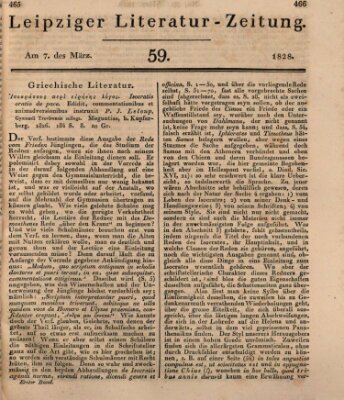 Leipziger Literaturzeitung Freitag 7. März 1828