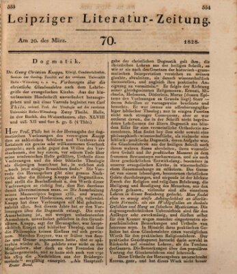 Leipziger Literaturzeitung Donnerstag 20. März 1828