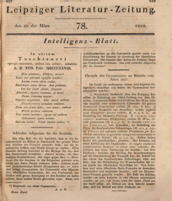 Leipziger Literaturzeitung Samstag 29. März 1828