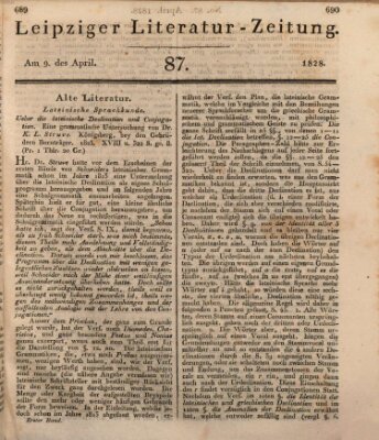 Leipziger Literaturzeitung Mittwoch 9. April 1828