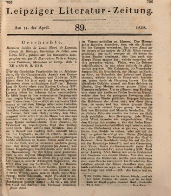 Leipziger Literaturzeitung Freitag 11. April 1828