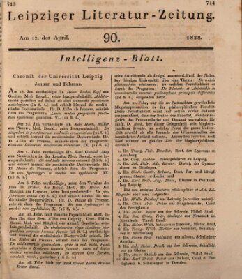 Leipziger Literaturzeitung Samstag 12. April 1828