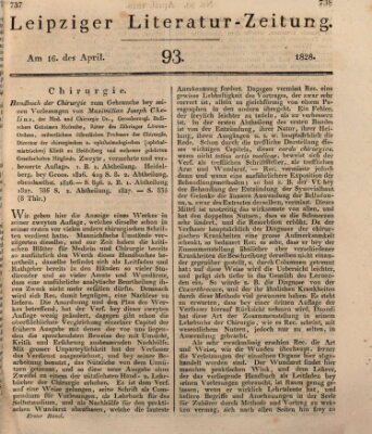 Leipziger Literaturzeitung Mittwoch 16. April 1828