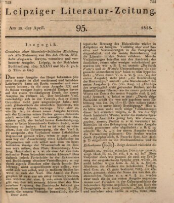 Leipziger Literaturzeitung Freitag 18. April 1828