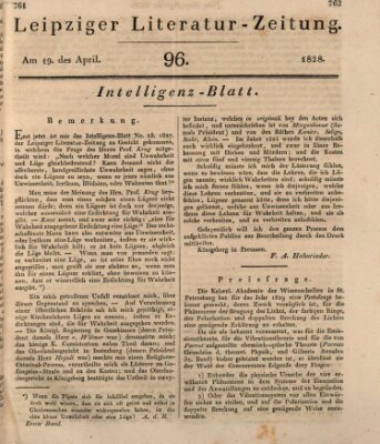 Leipziger Literaturzeitung Samstag 19. April 1828