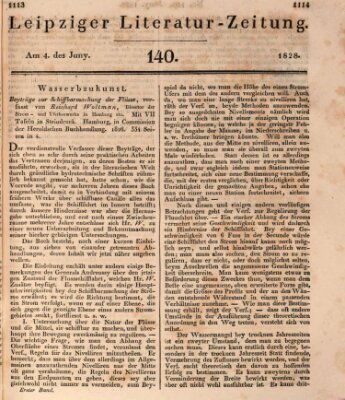 Leipziger Literaturzeitung Mittwoch 4. Juni 1828