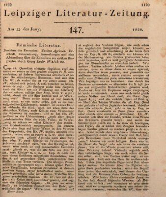 Leipziger Literaturzeitung Donnerstag 12. Juni 1828