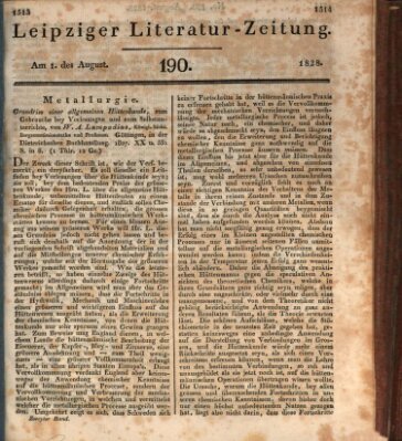 Leipziger Literaturzeitung Freitag 1. August 1828