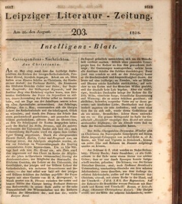 Leipziger Literaturzeitung Samstag 16. August 1828