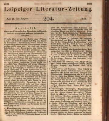 Leipziger Literaturzeitung Montag 18. August 1828