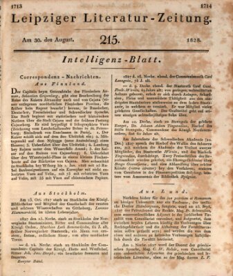 Leipziger Literaturzeitung Samstag 30. August 1828